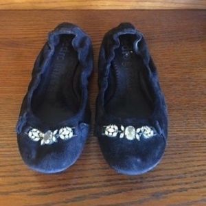 Pedro Garcia Black Suede Swarovski Ballet Flats